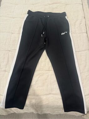Men’s Black Track Pants with White Side Stripe